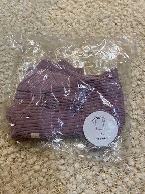 Ribbed Kids One-Piece Leggings in Mauve - Unbranded